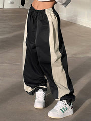 Contrast Color Low Waist Casual Pants