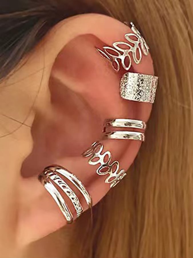 Women's  Simple Hollow Out Five-Piece Earring Clamp