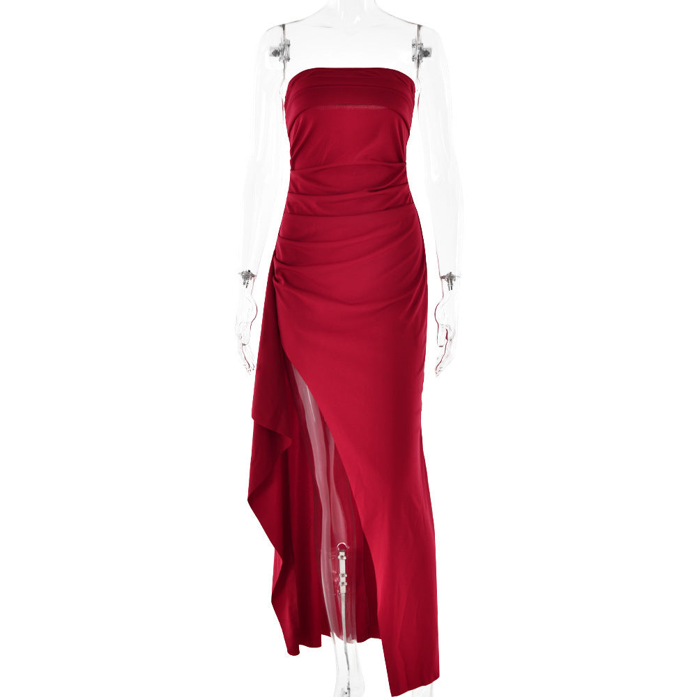 Selena Strapless Pleated Maxi Dress