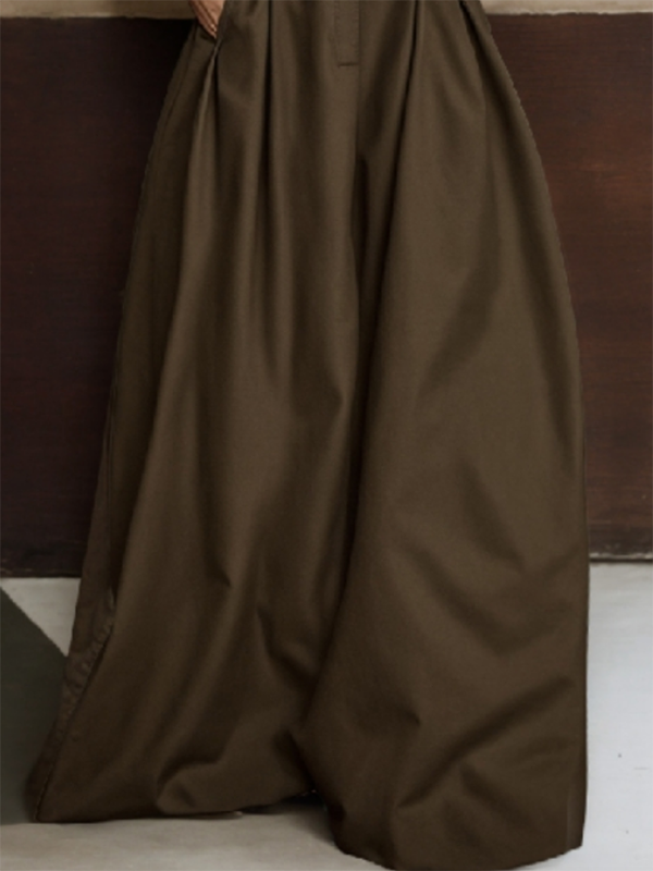 Elasticity No Belt Pockets Solid Color Loose Wide Leg Trousers Casual Pants Bottoms