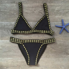 Crocheted Bikini Knitted Stitching Swimsuit Set