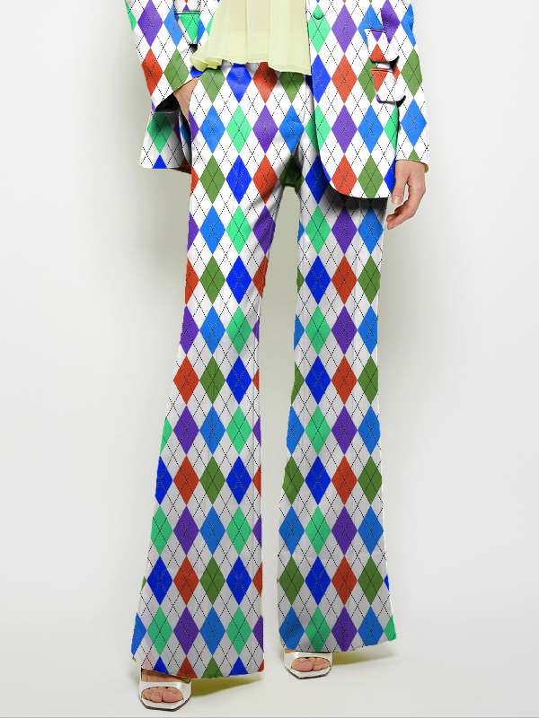 Pockets Printed Loose Wide Leg Trousers Suit Pants Pants