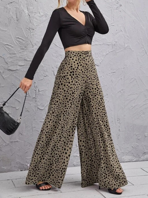 Leopard Loose Wide Leg Trousers Pants