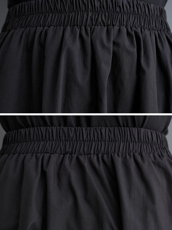 Elastics Gauze Solid Color Split-Joint Loose Skirts Bottoms