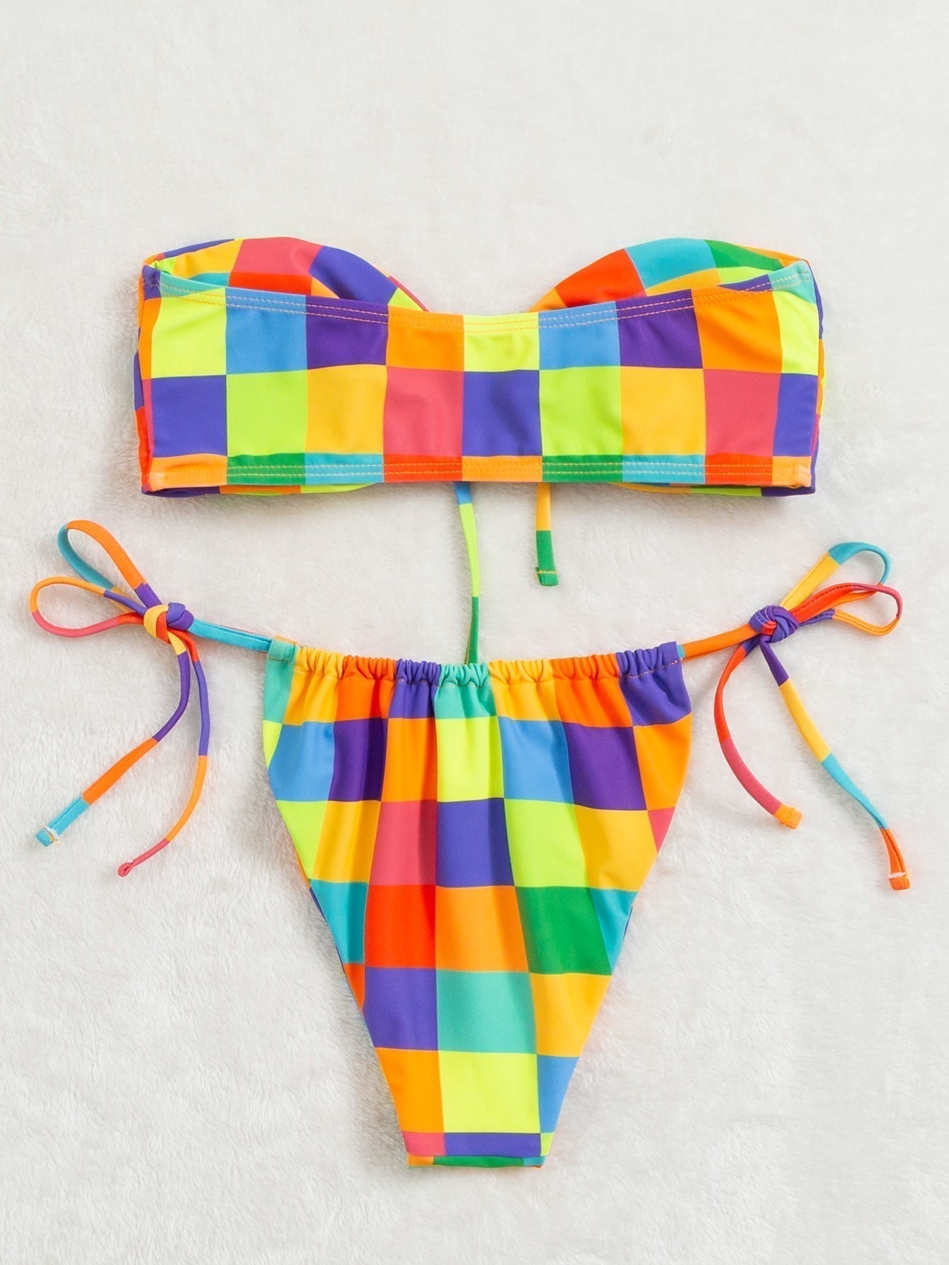 Bikini Women Candy Color Swimsuit Sexy Tube Top Strap