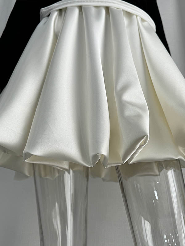 Elasticity Solid Color A-Line High Waisted Skirts Bottoms