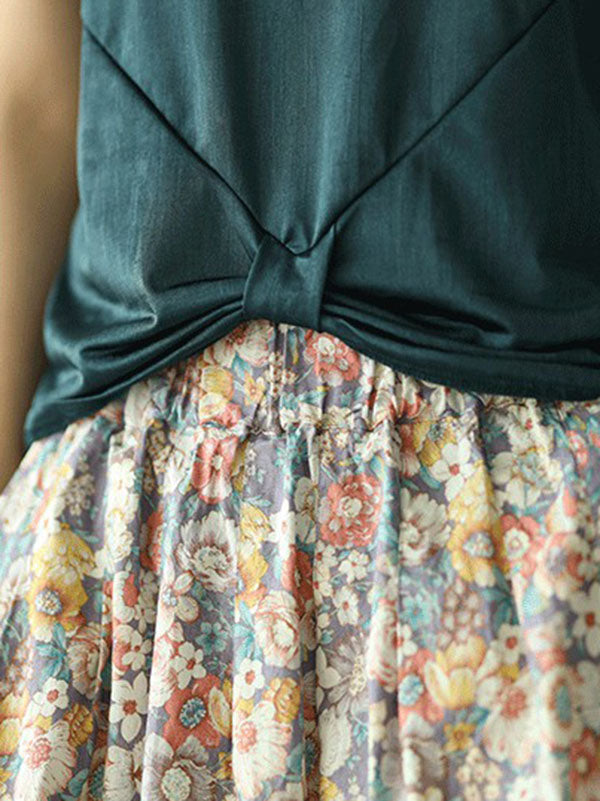 Original Floral Cotton-Blend A-Line Skirt
