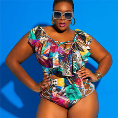 Plus Size off Shoulder Multi Rope Swimsuit