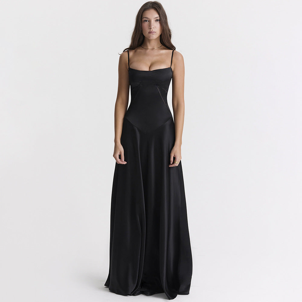 Adriana Suspender Backless Midi Dress