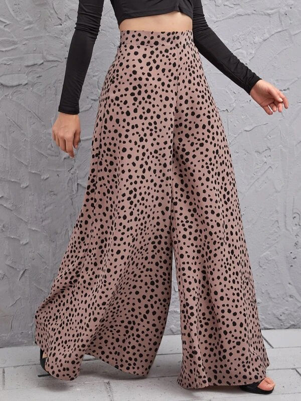Leopard Loose Wide Leg Trousers Pants