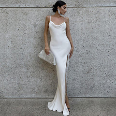 Calista Satin Cowl Neck Gown