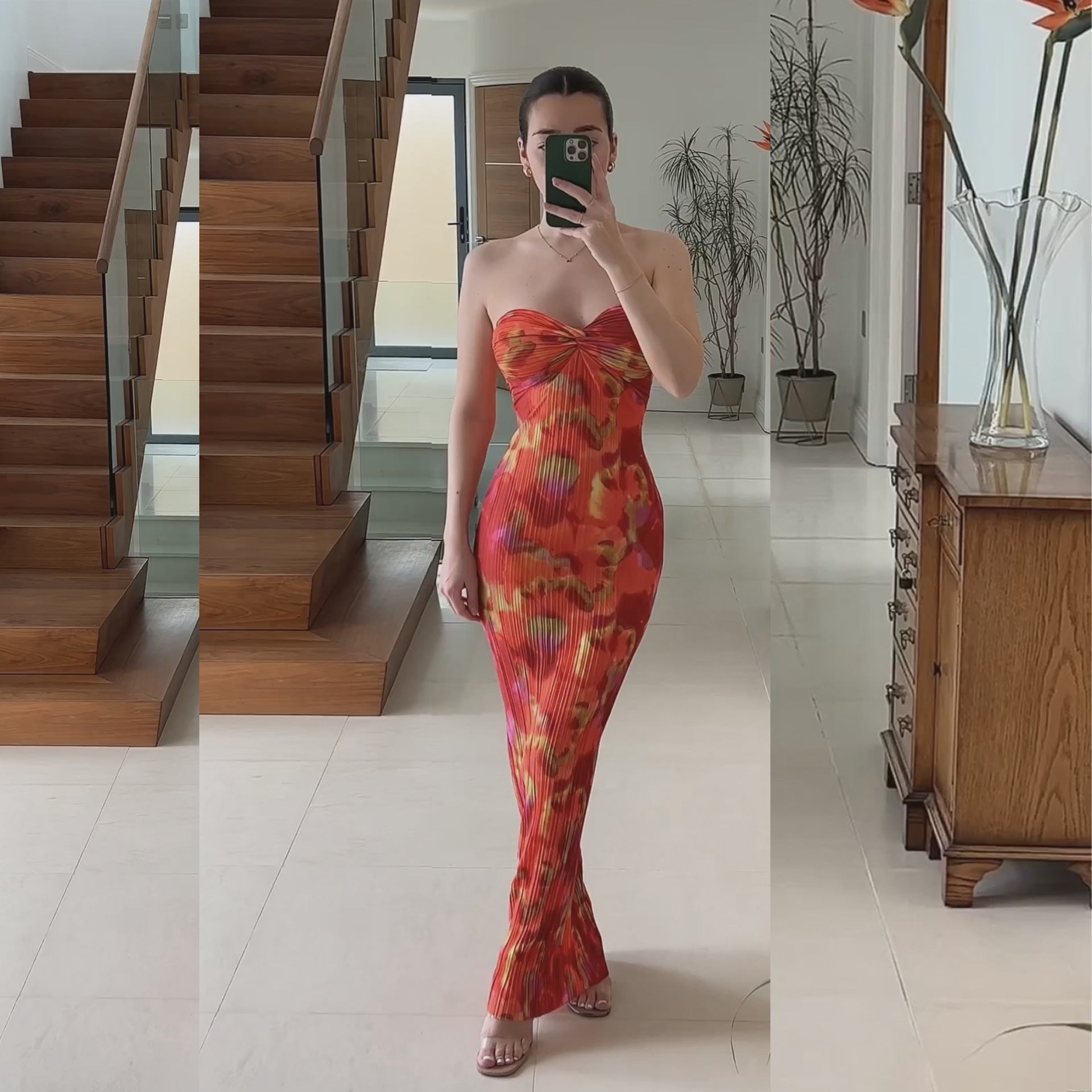Santorini Plisse Knot Bandeau Maxi Dress