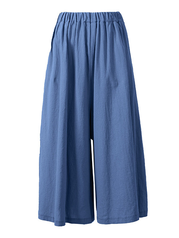 Casual 11 Colors  Solid Column Wide Leg Capri-Pants