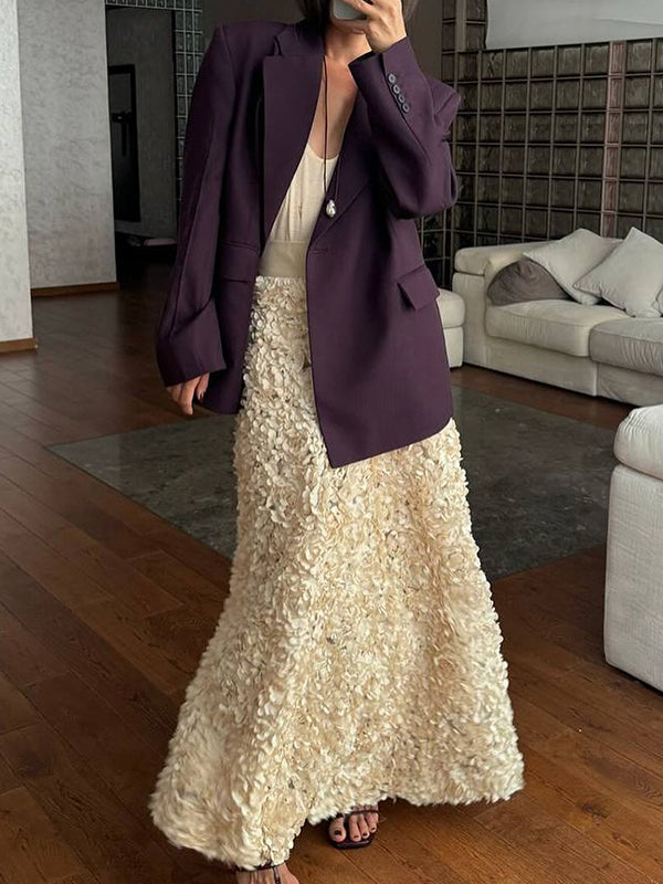 Solid Color Three-Dimensional Flower A-Line High Waisted Skirts Bottoms