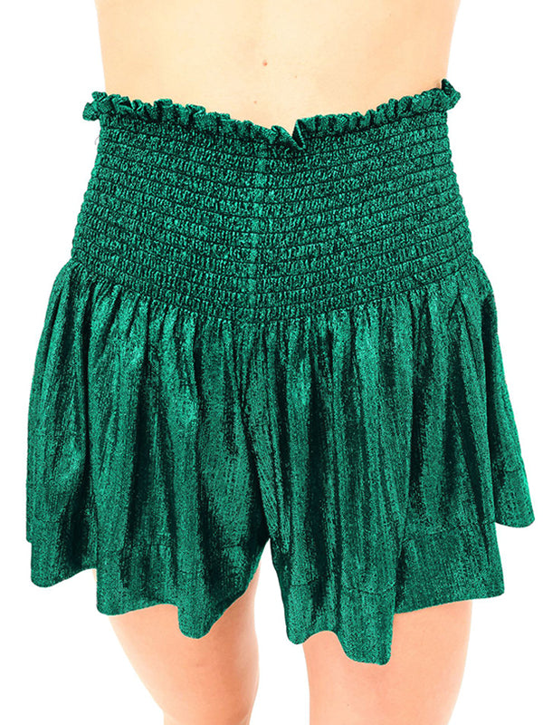 Elastics Solid Color Loose Shorts Bottoms