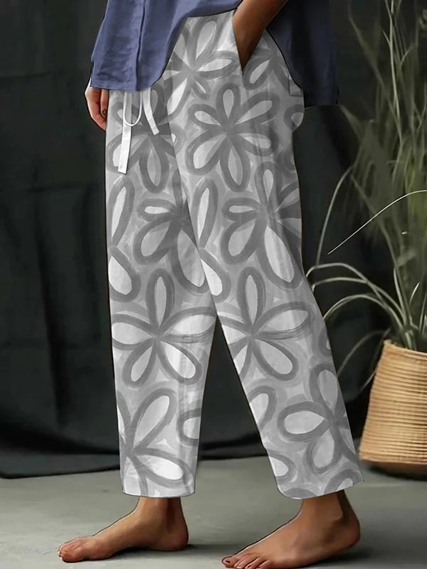 Women's Botanical Floral Print Loose Casual Pants