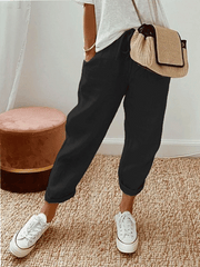 Women'S Cotton Linen Solid Color Casual Trousers