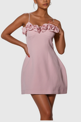 Agape Flower Spaghetti Mini Dress