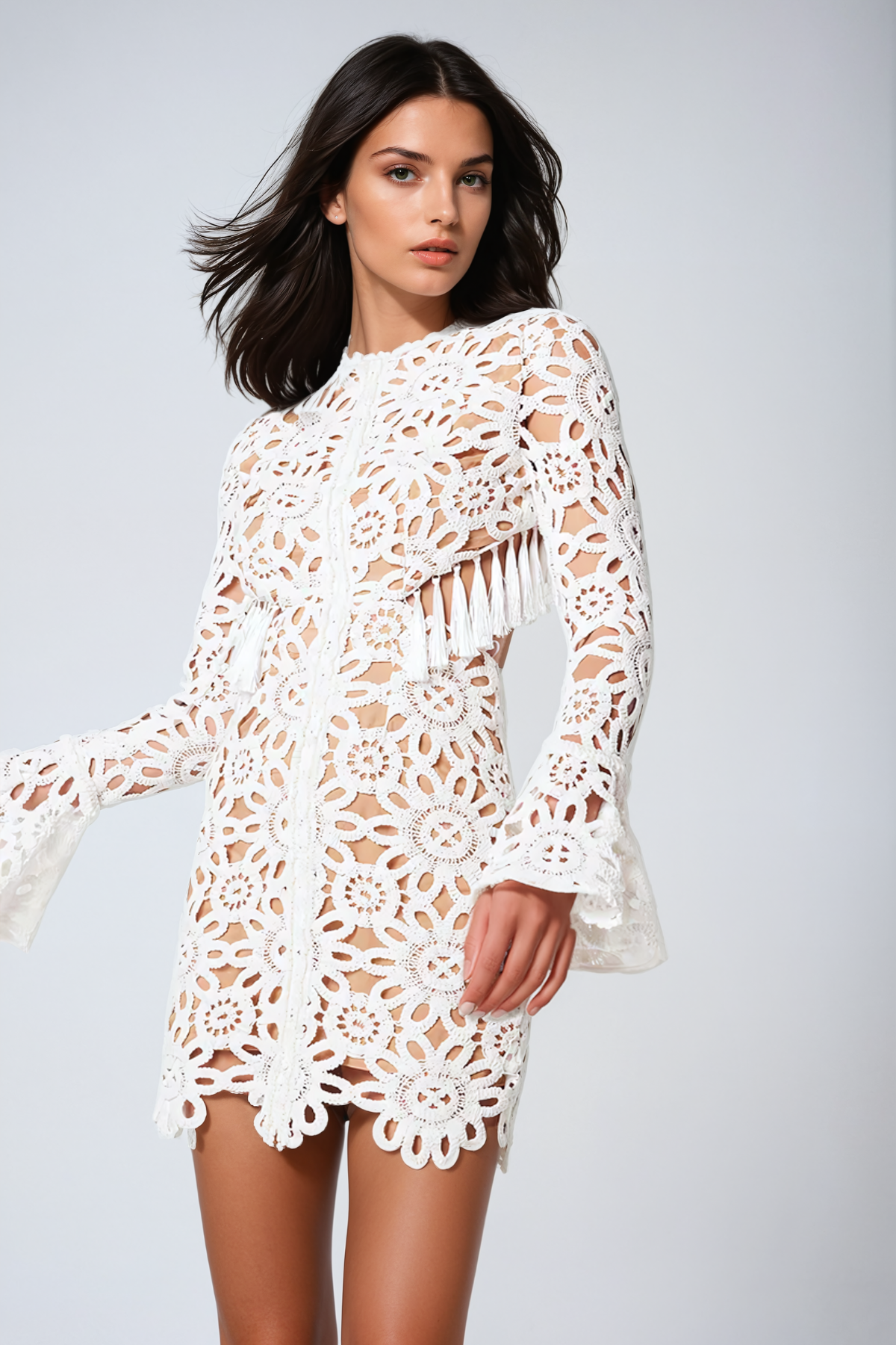 Agnes Cutout Embroidered Flower Mini Dress