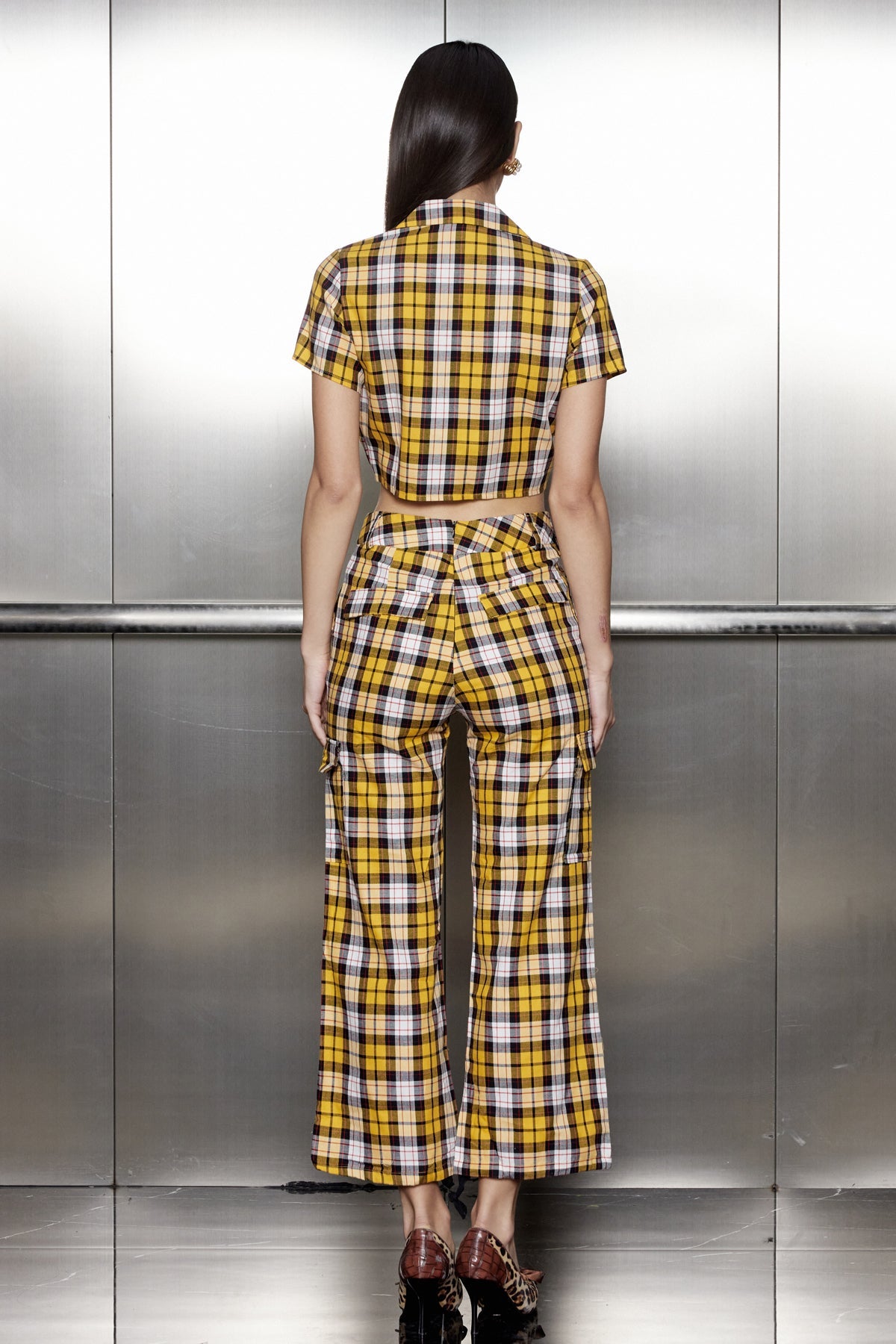 Ajda Grid Lace Up Pants