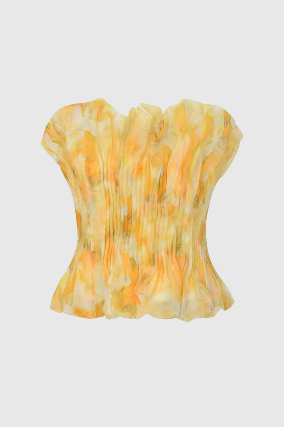 Akili Strapless Ruch  Ruffle Top In Yellow