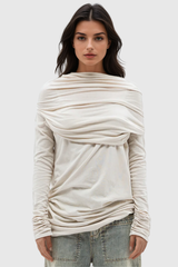 Akim Ruch Long Sleeve Knit Top In White