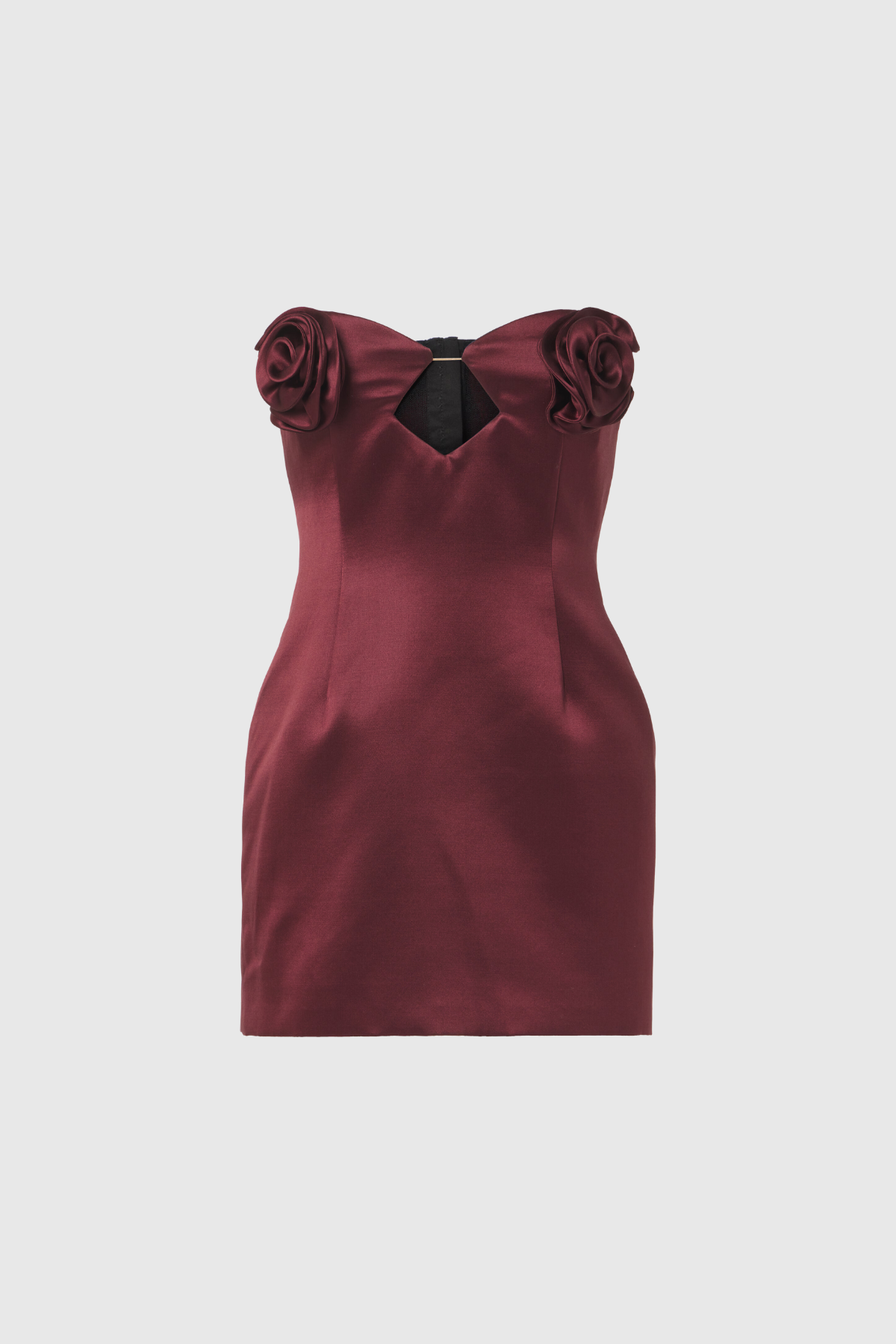 Alaula Flower Cutout Strapless Satin Mini Dress