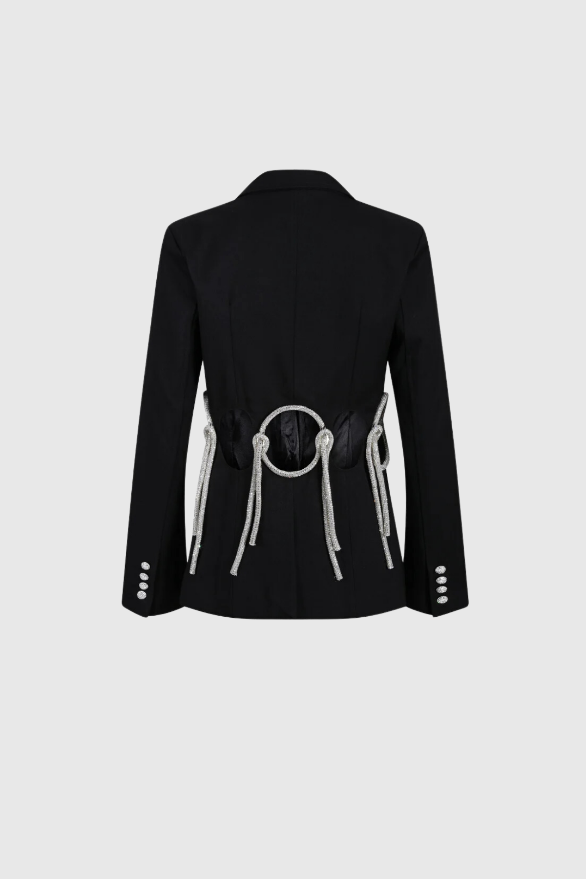 Aldridge Cutout Rhinestone Rope Blazer In Black
