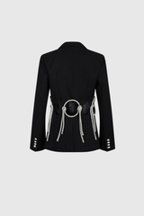 Aldridge Cutout Rhinestone Rope Blazer In Black