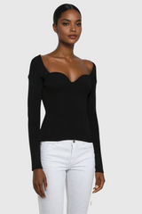Alistair Low Neck Knit Top In Black