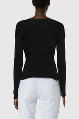 Alistair Low Neck Knit Top In Black