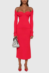 Alistair Low Neck Knit Top In Red