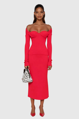 Alistair Low Neck Knit Top In Red