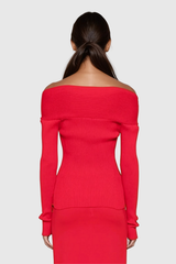 Alistair Low Neck Knit Top In Red