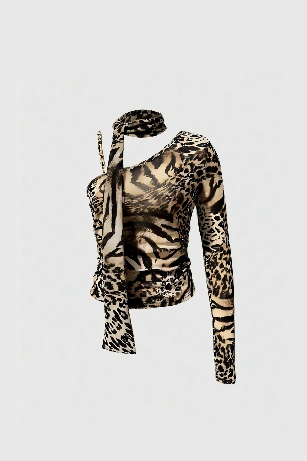 Allahbukhsh Leopard Asymmetric Cutout Top