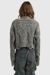 Almondine Torn Asymmetric Knit Top