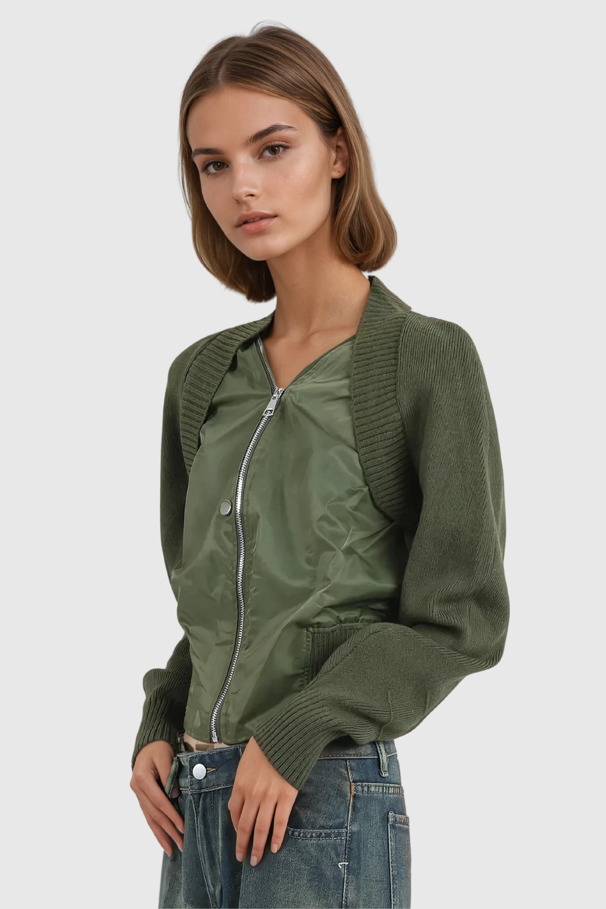 Almudena Deconstruct Zipper Knit Top