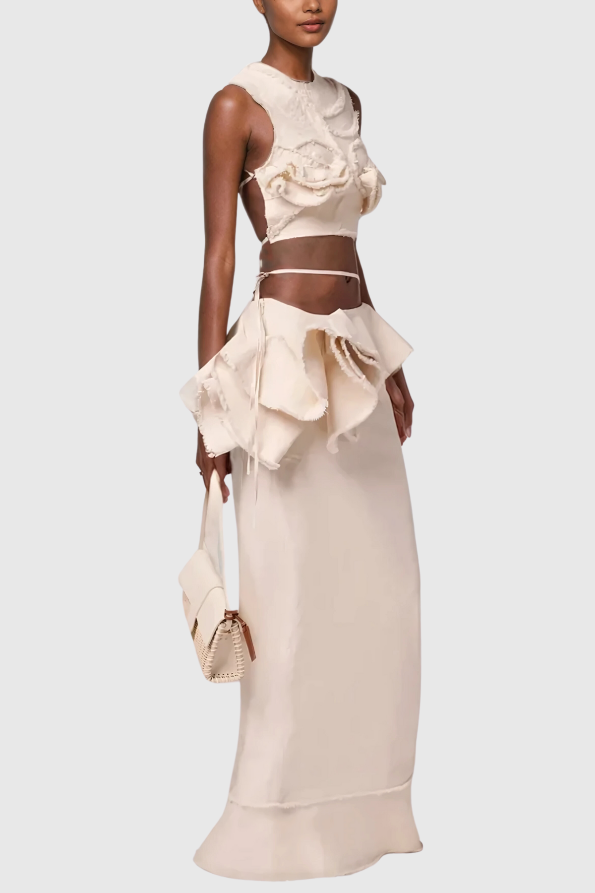 Alohi Fringe Ruffle Lace Up Skirt