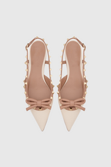 Alpha Studded Bow Flats In Apricot