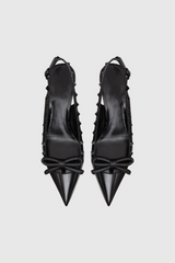 Alpha Studded Bow Flats In Black