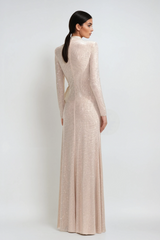 Alter Rhinestone Cutout Ruch Maxi Dress In Apricot