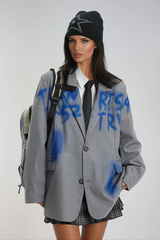 Alysha Graffiti Lapel Blazer