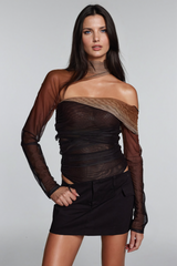 Amalia Mesh Ruch See Through Bodysuit