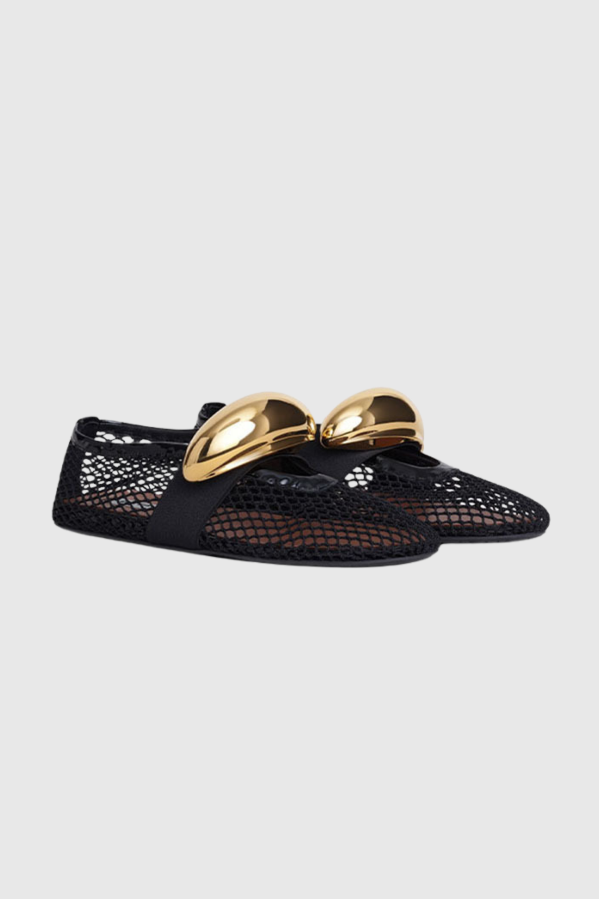 Aria Hollow Buckle Fishnet Flats