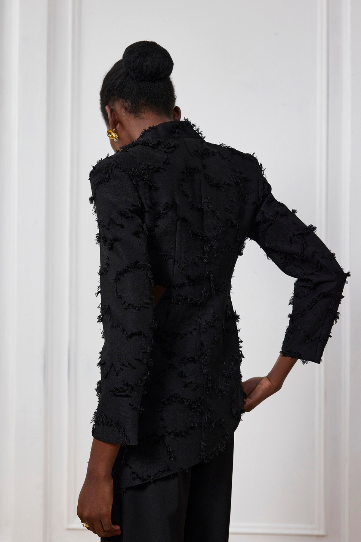 Aura Fringe Cutout Asymmetric Blazer