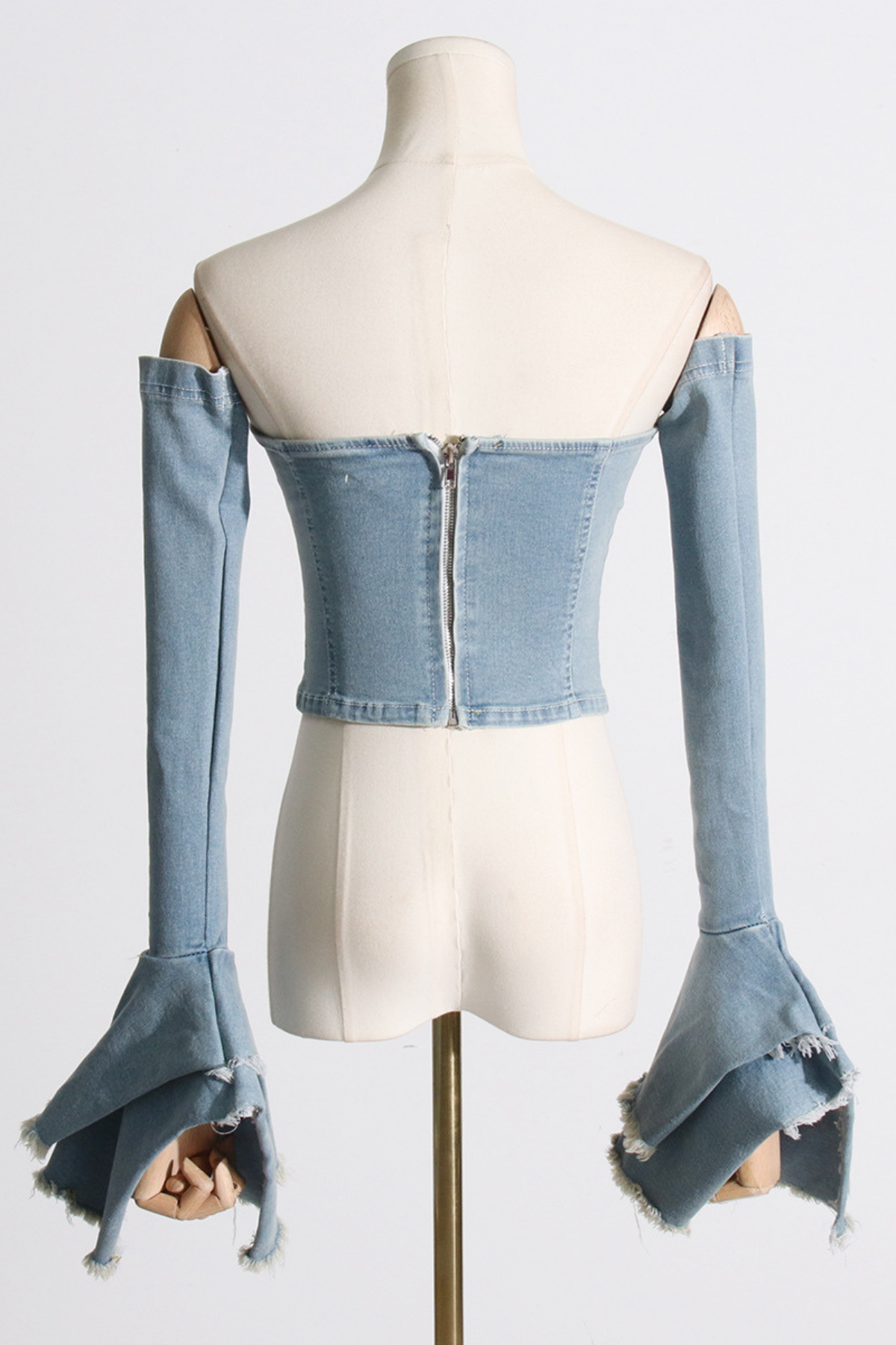 Ava Denim Off Shoulder Bodycon Top