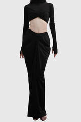 Avery Satin Ruch Bodycon Skirt