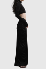 Avery Satin Ruch Bodycon Skirt