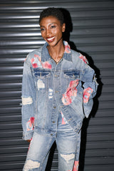 Avni Lace Torn Denim Jacket