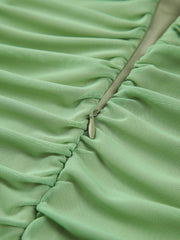 Gerüschtes langes Netzkleid mit Reißverschluss